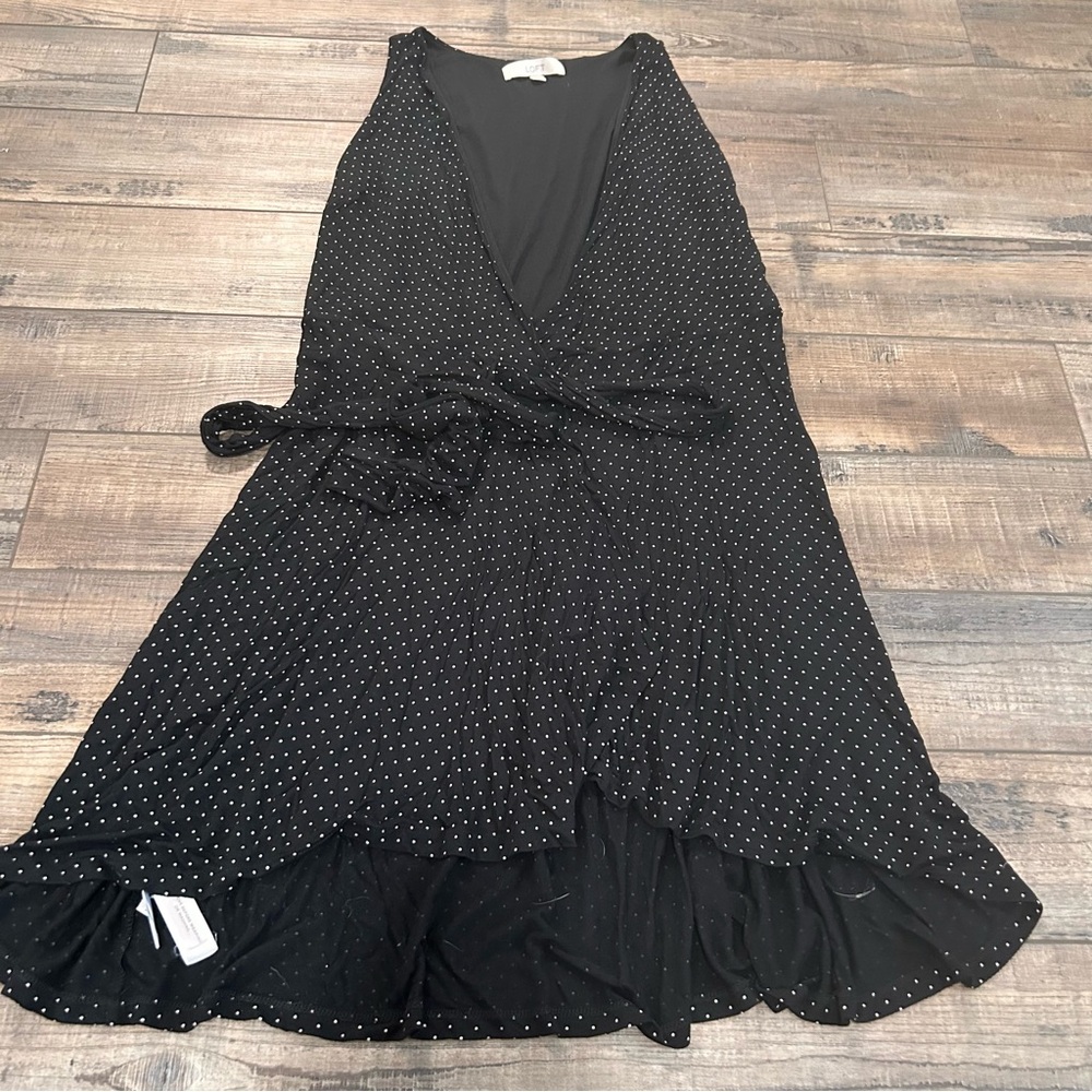Loft Ann Taylor Women's Size‎ Small S Black Polka dot Wrap Dress